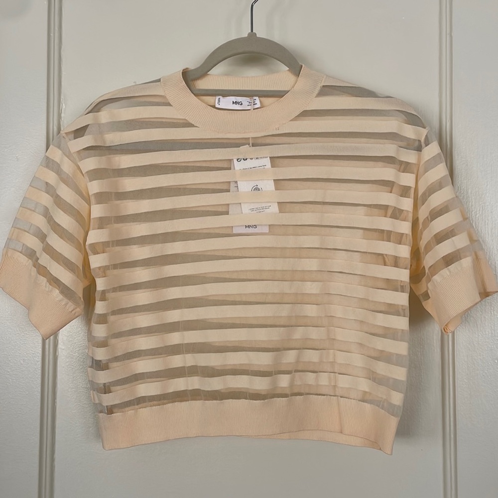 Mango Sheer cream Crop Top NWT XS